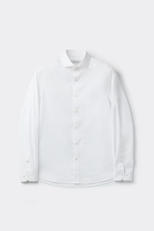 White Horizontal Collar Dress shirt