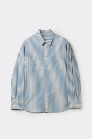 Grey Oversized Fit Striped Shirt
