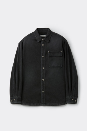 Black Oversized Fit Denim Shirt