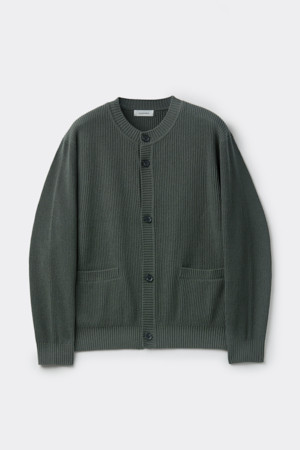 Khaki Cotton Round Cardigan