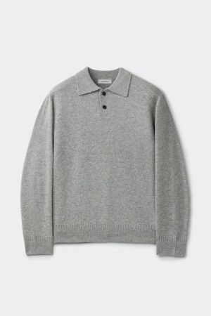 Grey Cashmere Blended Collar Sweater