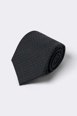 Grey Wool Check Tie