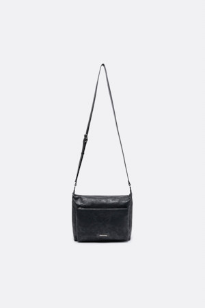 Black Faux Leather Cross Bag