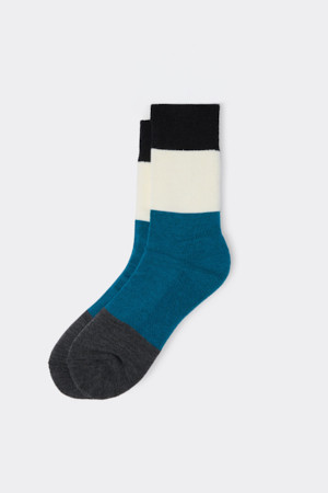 Blue Boucle Block Socks