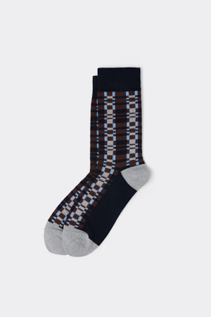 Navy Check Socks