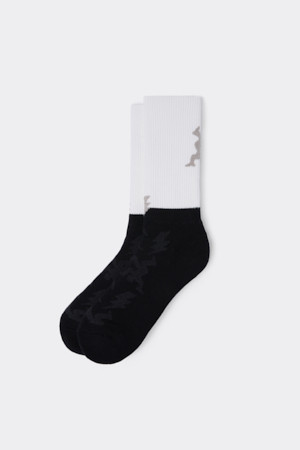White Graphic Block Socks