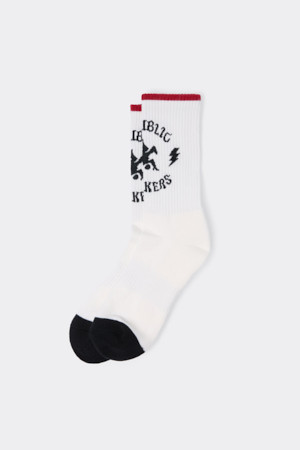 White Graphic Socks
