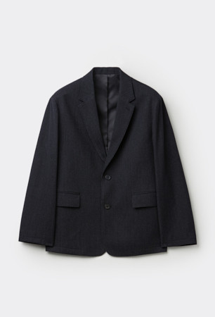 Black Loose Fit Corduroy Setup Jacket