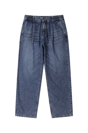 Blue Loose Fit Drawstring Jeans