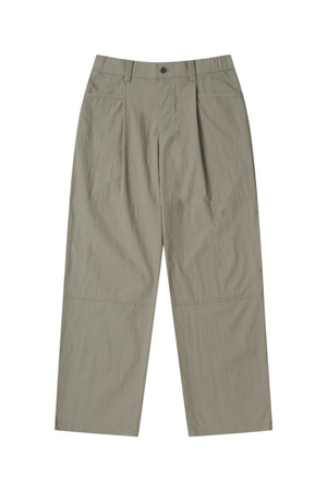 Beige One Tuck Double Knee Pants