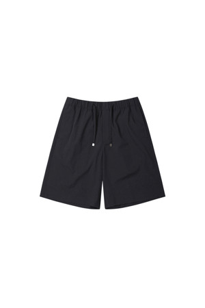 Black Wool Blended Banding Shorts