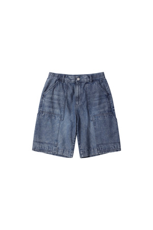 Blue Double Knee Denim Shorts