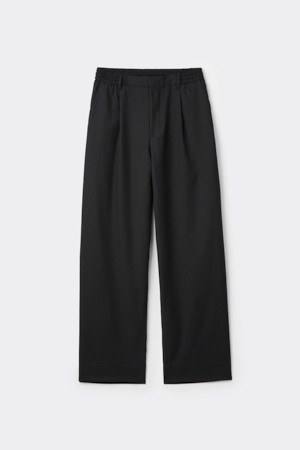 Black Wide Fit Cotton Wool Setup Pants