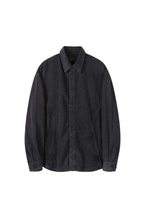 Black Piping Line Denim Shirt