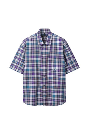 Purple Checkered Half Shirt
