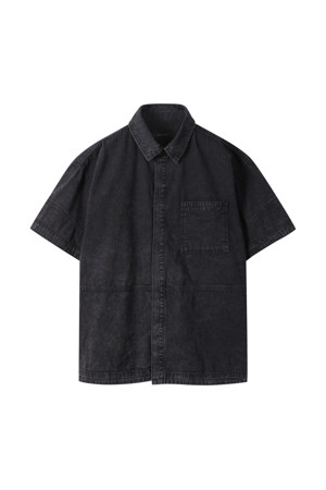 Black Denim Half Shirt