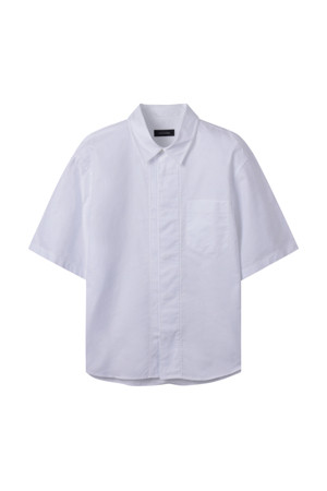 White Hidden Botton Oxford Half Shirt