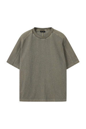 Beige Garment Dyed Half Sleeve T-shirt
