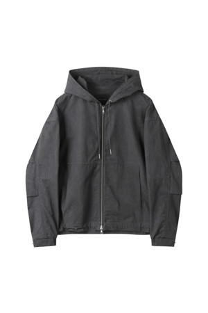 Grey Cotton Hood Zip Jacket