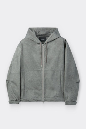 Light Grey Cotton Hood Zip Jacket