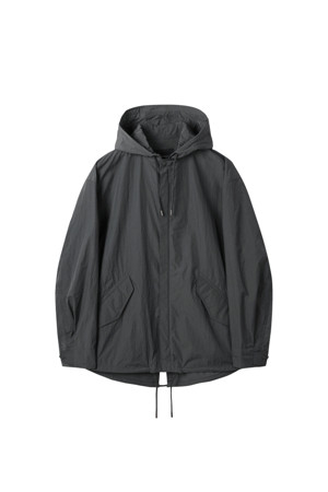 Grey Hood Zipup Fishtail Jacket