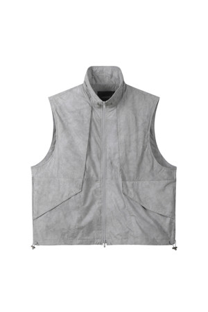 Grey Fabric Dyed Highneck Vest