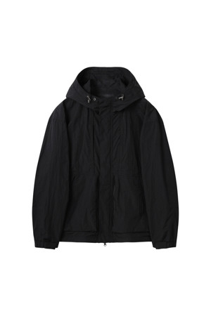 Black Nylon Hood Windbreaker Jacket