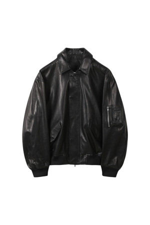 Black Detatchable Collar Leather Blouson