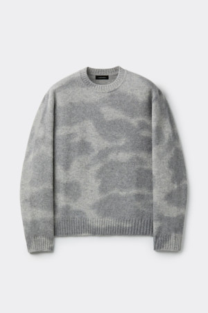 Grey Stain Printed Round Neck Sweater