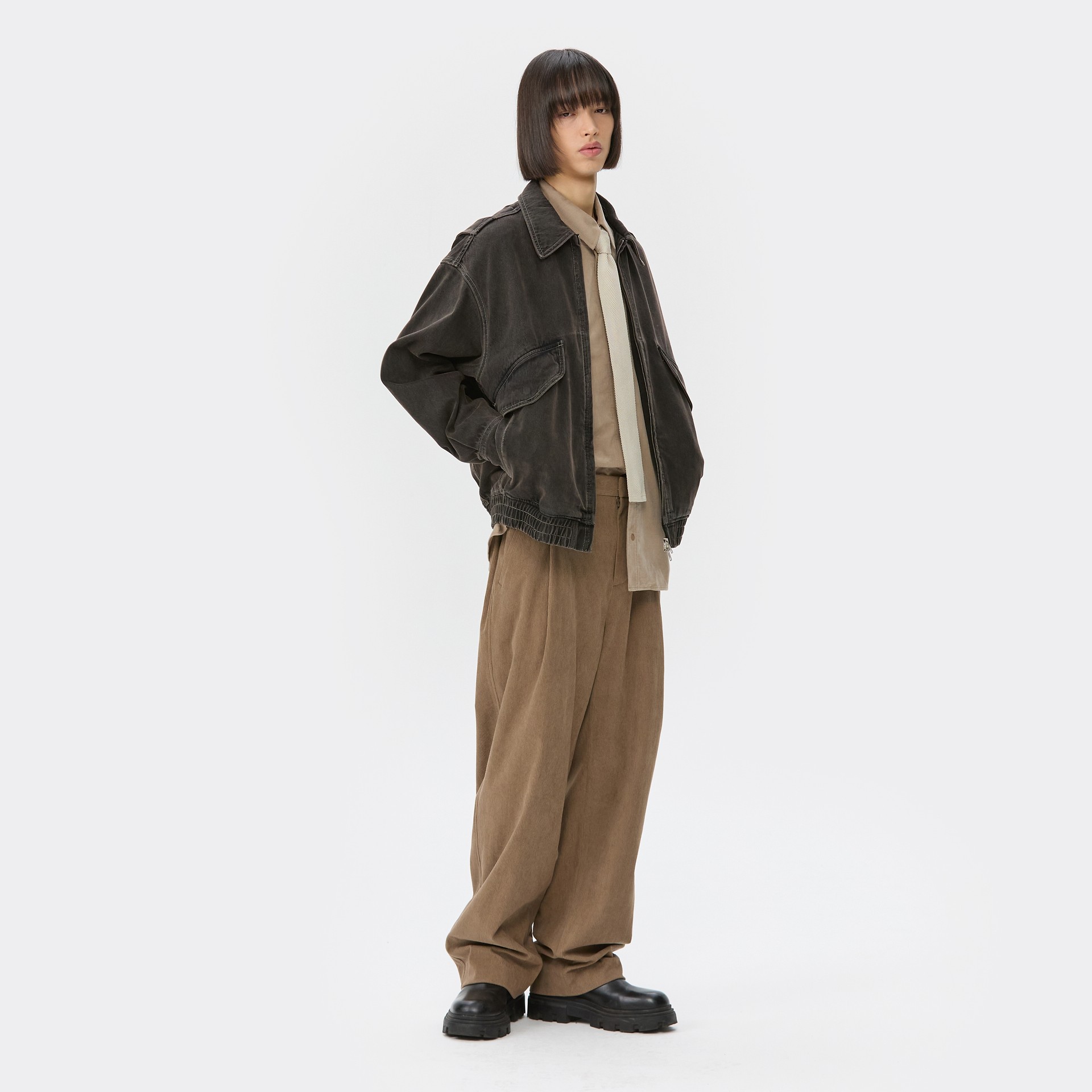 커스텀멜로우(CUSTOMELLOW) Brown Denim Detroit Jacket CWUAA25511BKX 