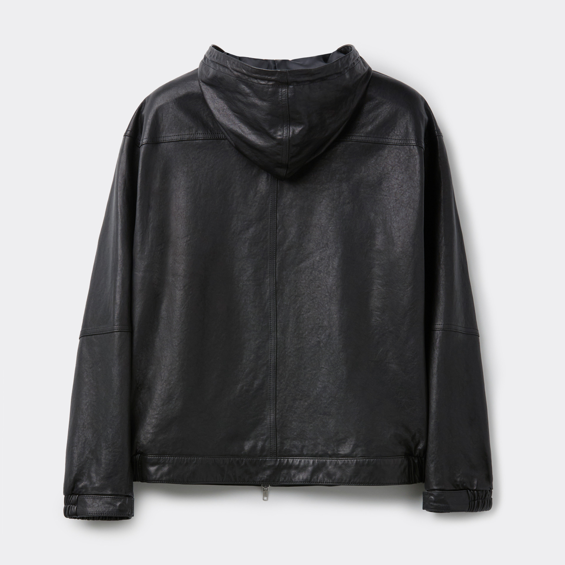 MUSINSA公式 | CUSTOMELLOW Black Leather Hood Zip Jacket CWUDW25712BKX