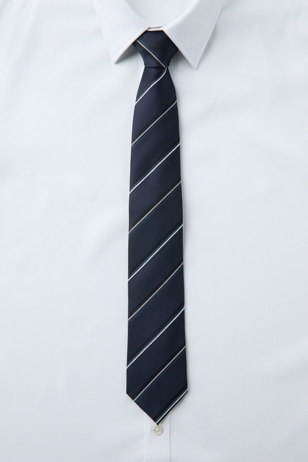 네이비 스트라이프 넥타이는 남성용 넥타이로, 오피스룩, 비즈니스 캐주얼, 출근룩에 잘 어울리는 클래식하고 미니멀한 스타일을 연출합니다. 실크, 레이온, 나일론 혼방 소재로 제작되어 부드러운 촉감과 은은한 광택을 자랑합니다. 레지멘탈 패턴의 네이비 컬러 스트라이프 디자인은 세련된 느낌을 더하며, 로고 자수 디테일이 고급스러움을 더합니다. 넥타이 안감과 심지, 이면 루프 구성을 갖춰 꼼꼼하게 제작되었으며, 별도 패키징으로 제공되어 선물용으로도 좋습니다.
