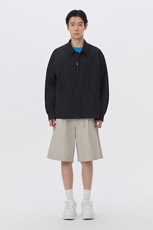 Navy Pleats Zip Jacket setup