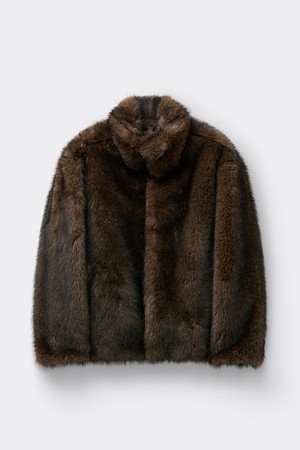 브라운 페이크퍼 자켓