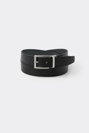 Black Leather Reversible Belt