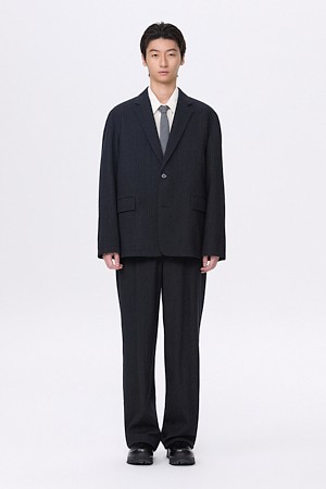 블랙 루즈핏 코듀로이 셋업 