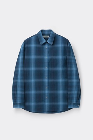 [Essentials] Navy Oversized Fit Check Shirt