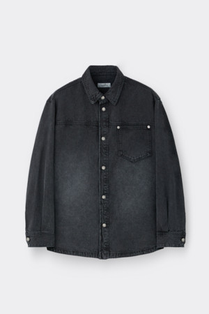 Black Oversized Fit Denim Shirt