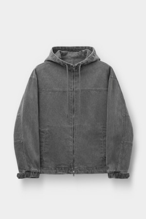 Grey Denim Hood Blouson