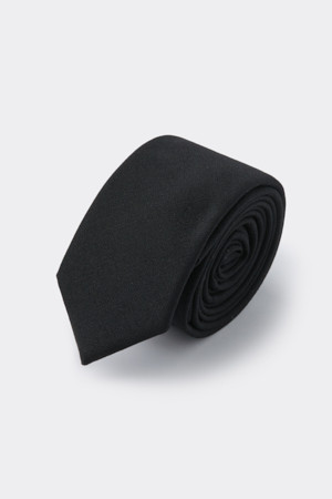 Black Wool Slim Tie