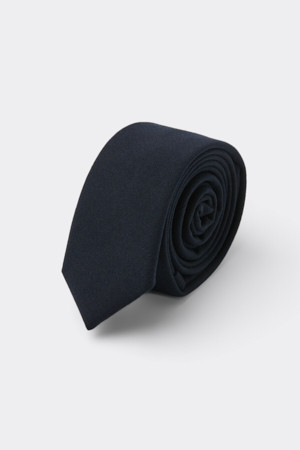 Navy Wool Slim Tie