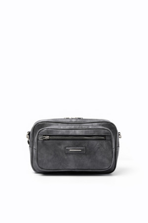 Grey Faux Leather Cross Bag