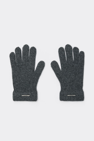 Grey Rib Knit Gloves
