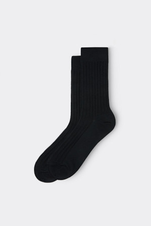 Black Rib Logo Socks