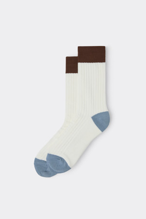 White Rib Block Socks