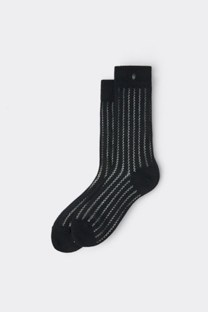 Black Mesh Logo Socks