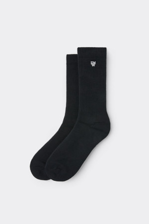 Black Rib Logo Socks