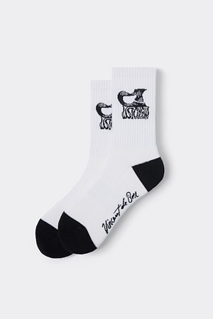 [Vincent] White Graphic Socks