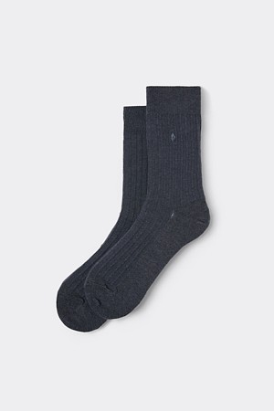 그레이 골지 로고 양말