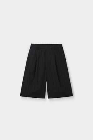 [Online Only] Black Crinkled Bermuda Shorts